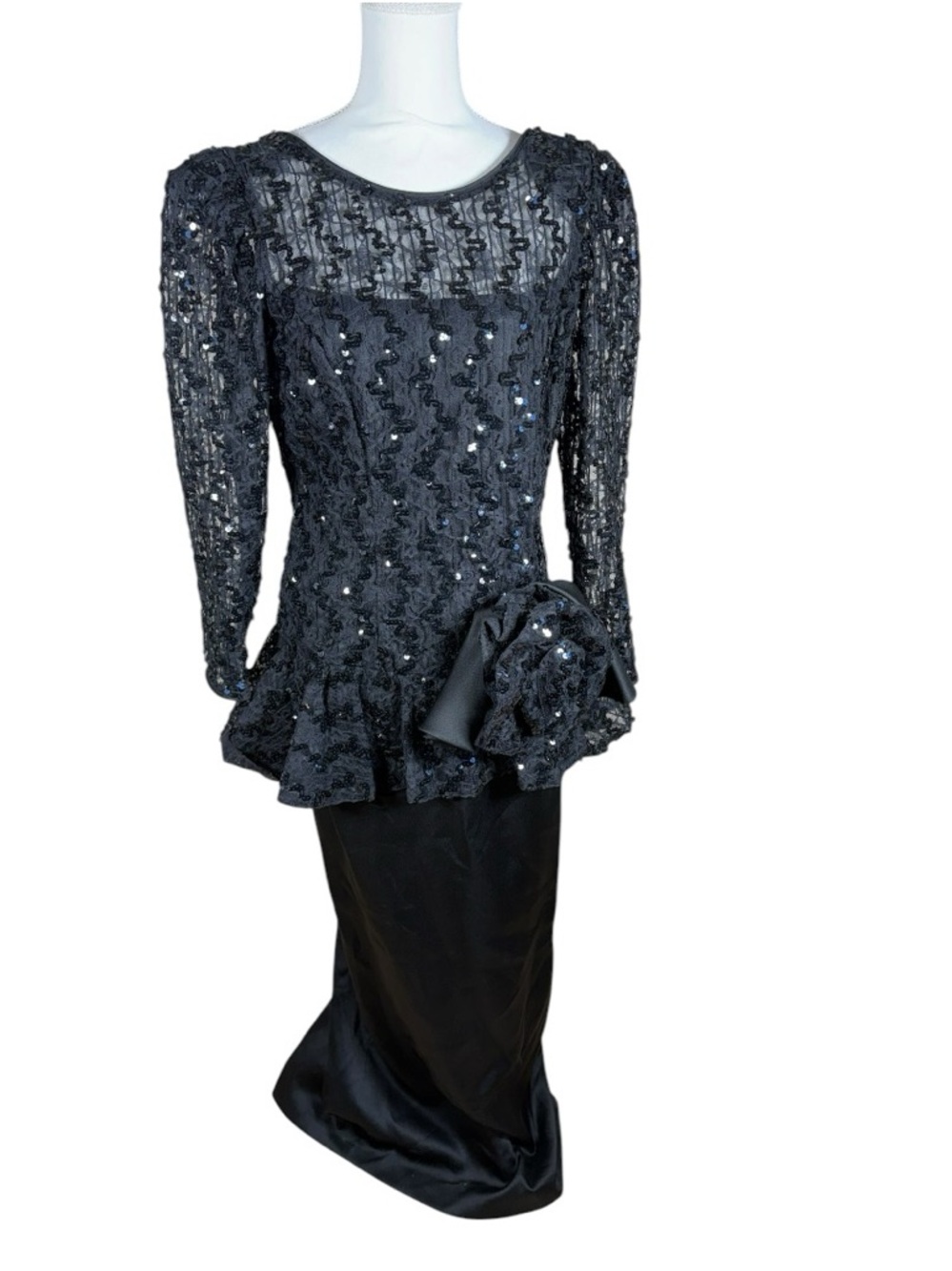 Martinique Sequin Peplum Evening Dress